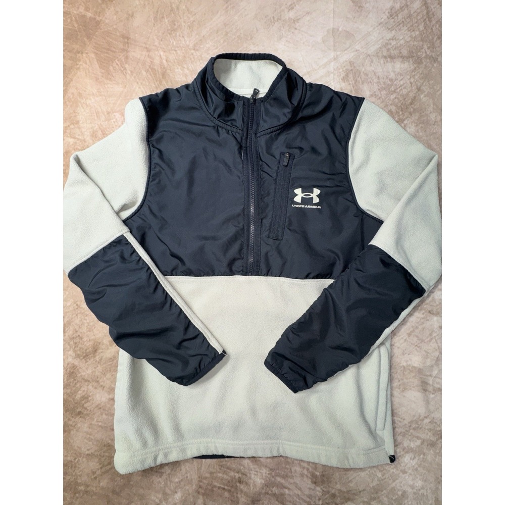 Under Armour Jacket Mens Small Beige Fleece Pullover Half zip